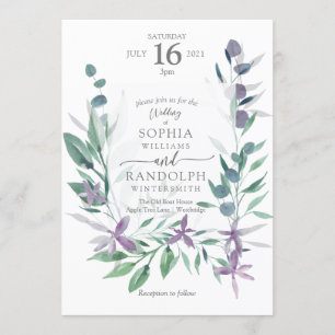 Convites Casamento de Jardim Floral Roxo Dusty Invita