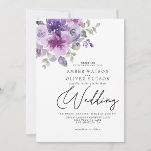Convites Casamento de Jardim Floral Roxo Mauve Lilac Dusty
