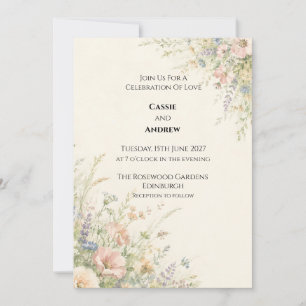 Convites Casamento de Jardim Inglês com Flores Silvestres P
