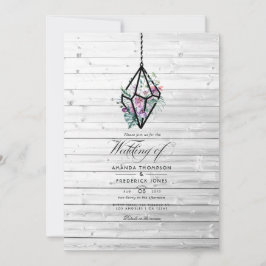 Convites Casamento de Jardim Terrário Floral Pastel Rústico