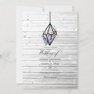 Convites Casamento de Jardim Terrário Floral Pastel Rústico