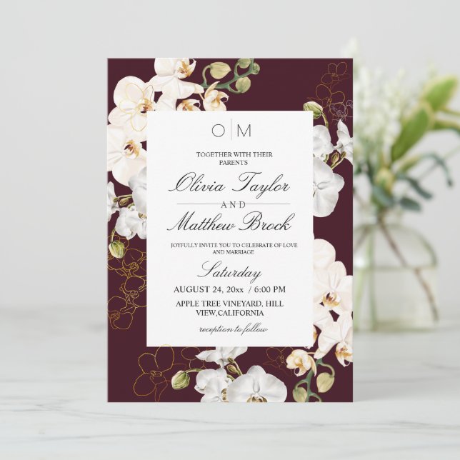 Convites Casamento de Jardim Tropical Elegante (Em pé/Frente)