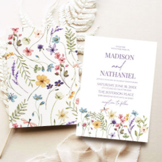 Convites Casamento de Jardins Florais de Flores Selvagens