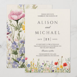 Convites Casamento de Jardins Florais de Flores Selvagens