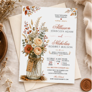 Convites Casamento de Jarra de Pedra com Flor Silvestre de