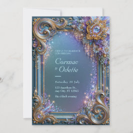 Convites Casamento de Joia de Lavanda com Filigrana