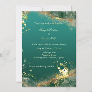 Convites Casamento de joias de ouro verde-esmeralda