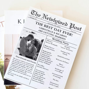 Convites Casamento de jornal com script mínimo salvar a dat