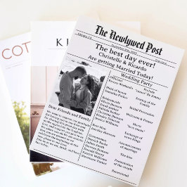 Convites Casamento de jornal com script simples salvar a da