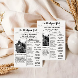 Convites Casamento de jornal com script simples salve a dat