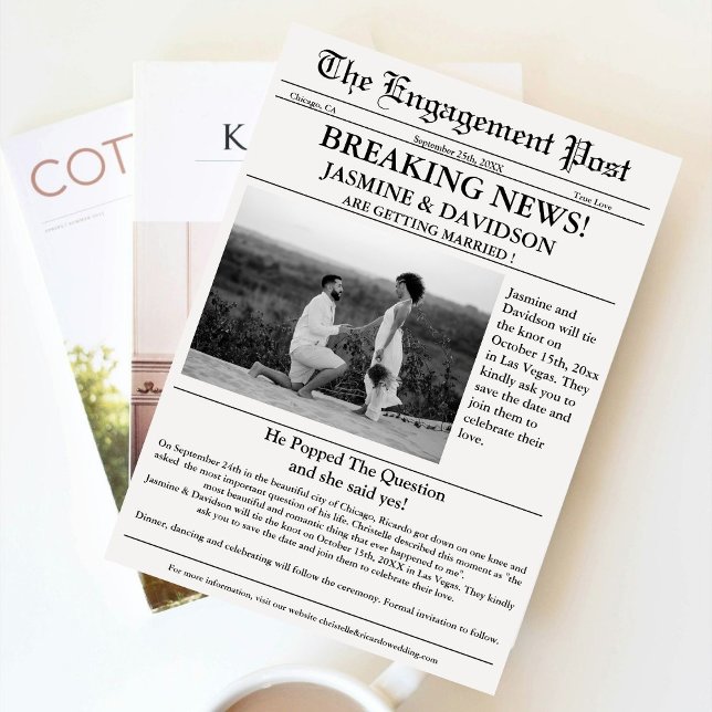 Convites Casamento de jornal da Caligrafia Moderna salve da (Criador carregado)