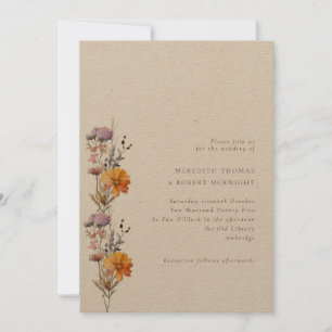 Convites Casamento de Kraft Autumn Orange & Purple Wildflow