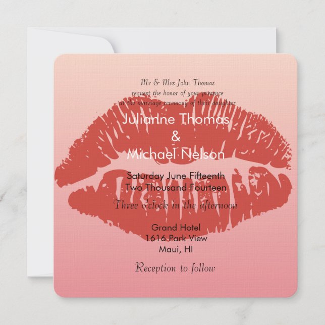 Convites Casamento de Lábios de Smooch (Frente)