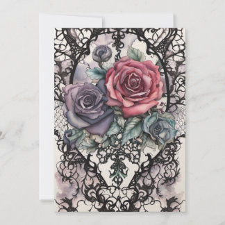 Convites Casamento de Lace de Aquarela e Rosas de Elegância