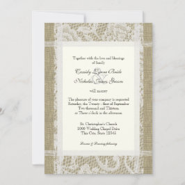 Convites Casamento de Lace e Burlap Country Romance 7x5