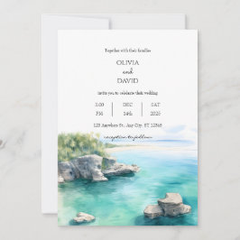 Convites Casamento de Lagoa Costeira de Água Teal Tranquila