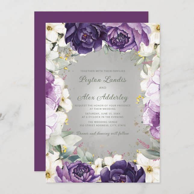 Convites Casamento de Lama Branca Elegante (Frente/Verso)