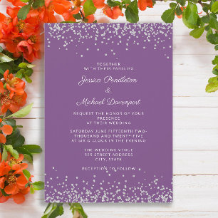 Convites Casamento de Lama Roxo Elegante 