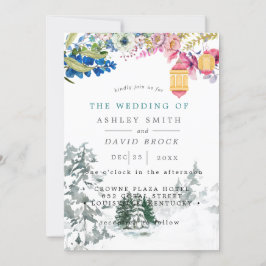 Convites Casamento de Lanterna Botânica de Árvores de Pinhe