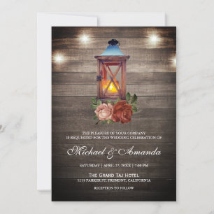Convites Casamento de Lanterna Floral das Luzes de Madeira 