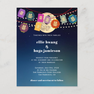 Convites Casamento de Lanternas de Felicidade Dupla do outo