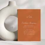 Convites Casamento de Laranja Floral Queimado com Monograma<br><div class="desc">Simples Script Botânico Monograma Convite de Casamento Monograma Minimalista em Laranja Queimado</div>