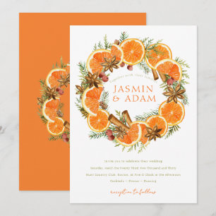 Convites Casamento de Laranjas em Aquarela Mediterrâneo Cit