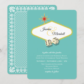 Convites Casamento de Las Vegas Marquee em Aqua 2