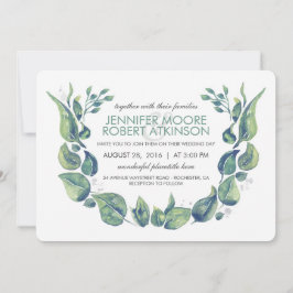 Convites Casamento de Laurel Greenery Wreath Watercolor