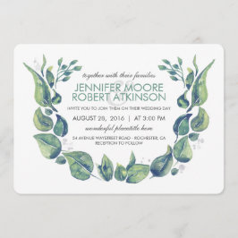 Convites Casamento de Laurel Greenery Wreath Watercolor