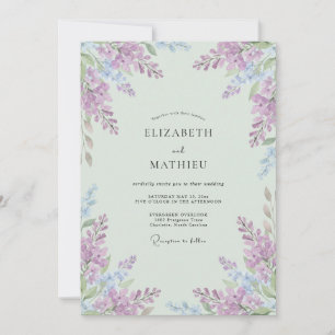 Convites Casamento de Lavanda Arejada Verde Menta