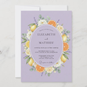 Convites Casamento de Lavanda Cítrico Frutas Eucalipto