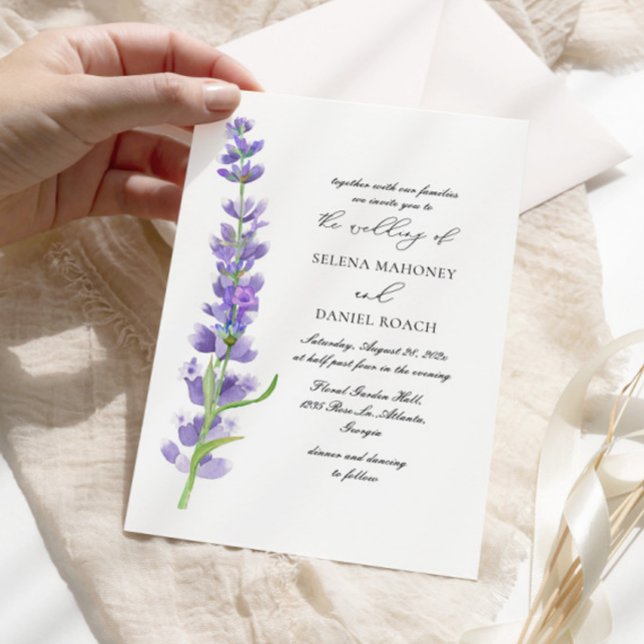 Convites Casamento de Lavanda das Flores Elegantes (Criador carregado)