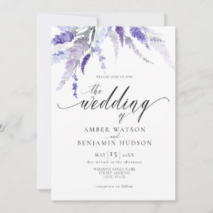Convites Casamento De lavanda De Lilac Púrpura Botânica Flo