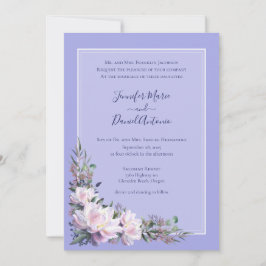 Convites Casamento de Lavanda de Peony Garden Periwinkle