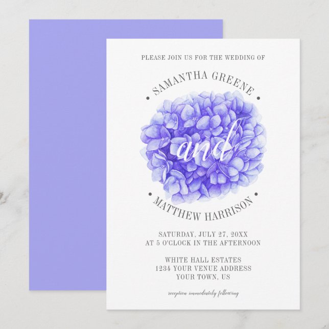 Convites Casamento de Lavanda de Púrpura de Tipografia Mode (Frente/Verso)
