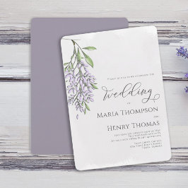 Convites Casamento de Lavanda de Script de Caligrafia Elega