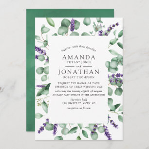 Convites Casamento de Lavanda Eucalyptus Greenery