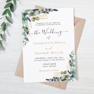 Convites Casamento de lavanda Eucalyptus greenery