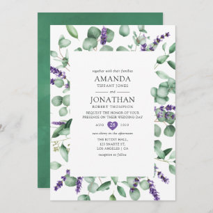 Convites Casamento de Lavanda Eucalyptus Greenery