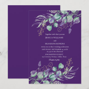 Convites Casamento de Lavanda Eucalyptus Purple Botânico