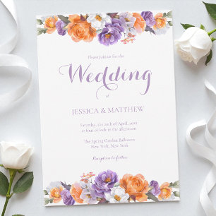 Convites Casamento de Lavanda Floral com Púrpura de Aquarel