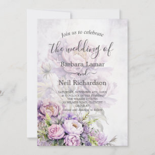 Convites Casamento de Lavanda Floral de Watercolor Foto QR 
