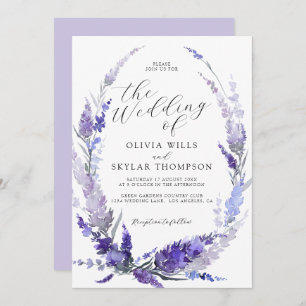 Convites Casamento de lavanda Floral Wreath Botânica
