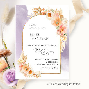 Convites Casamento de Lavanda I da Pêssego do Arco Floral I