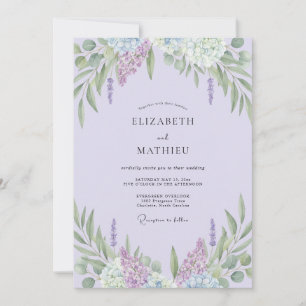 Convites Casamento de Lavanda Lilás Sprig Eucalipto