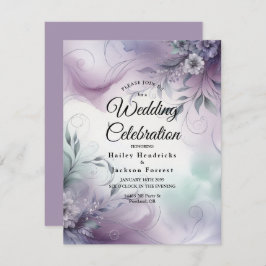 Convites Casamento de lavanda Mist e Whispers Watercolor