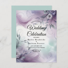 Convites Casamento de lavanda Mist e Whispers Watercolor