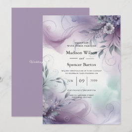 Convites Casamento de lavanda Mist e Whispers Watercolor