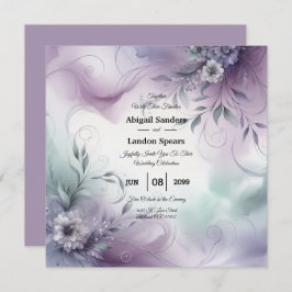 Convites Casamento de lavanda Mist e Whispers Watercolor